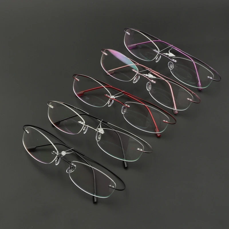 Classic Optical Myopia Presbyopic Glasses Titanium Alloy Rimless Frame Women Female Ultal Light Prescription Eyewear |