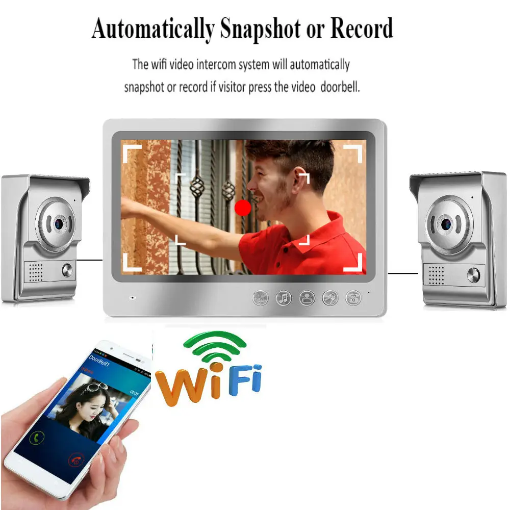 

9" wifi Video Intercom system visual speakerphone 700TVL Infared IR doorbell camera wired video door phone for home apartment