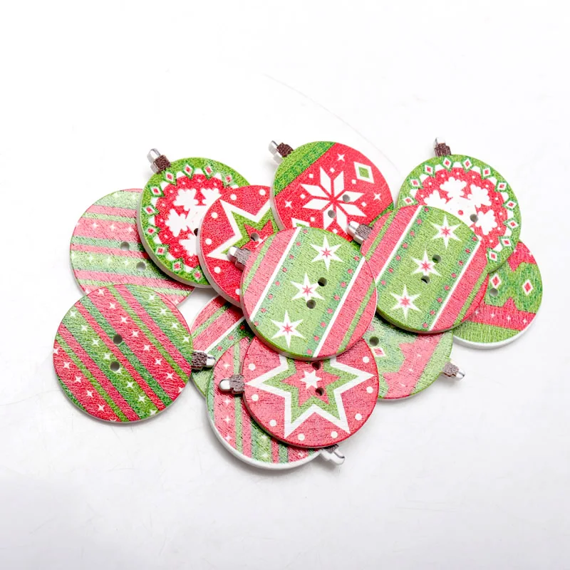 50 шт./упак. Mix Рождественские декоративные деревянные пуговицы DIY 2 отверстия