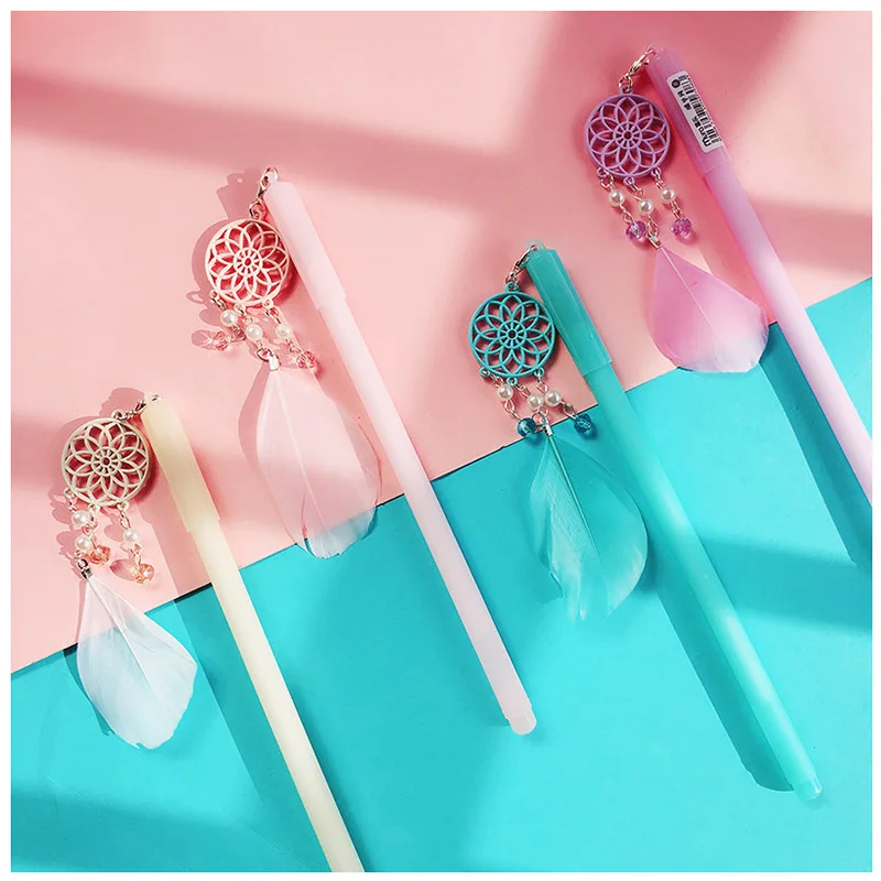 Милый кулон в виде пера гелевые ручки прекрасный студентов пишущих кавайные школьные канцелярские