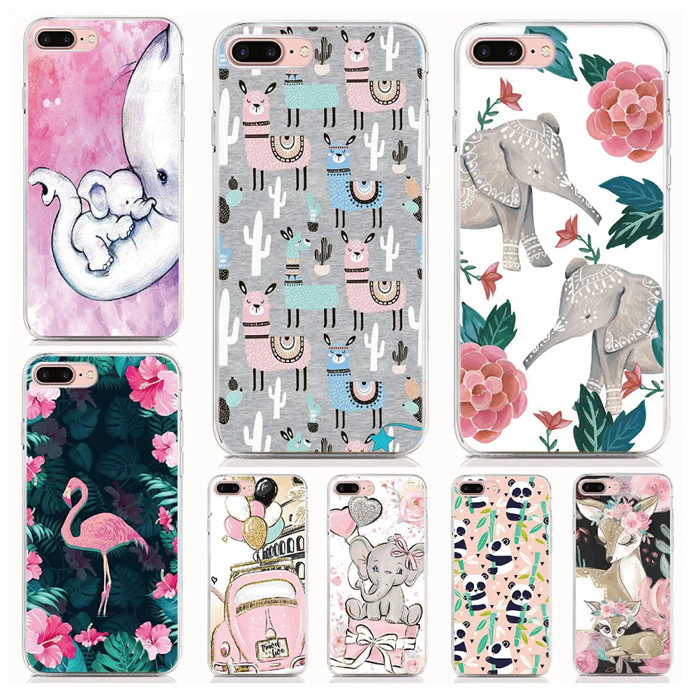 

For Moto E7 Plus G8 Power Lite Z2 Force One Hyper Fusion Edge Plus Case Cartoon elephant panda Cover Coque Shell Phone Cases