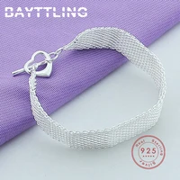 bayttling 2022 new silver color heart braided strap chain bracelet for women fashion charm wedding party jewelry