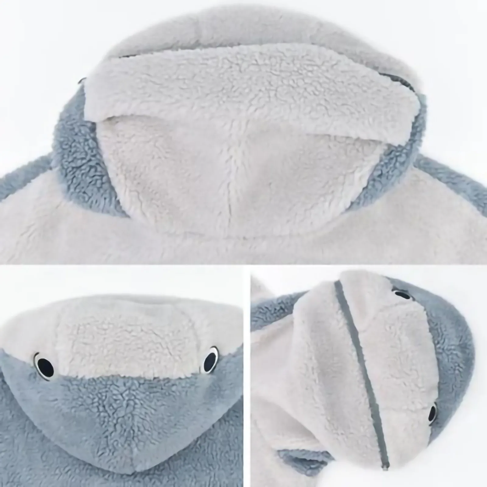 

Winter Oversize Cute Shark Hoodies Womens Long Sleeve Sweatshirt Hooded Pullover Tops Pocket Plush Pullover 2XL Thick Warm Coat