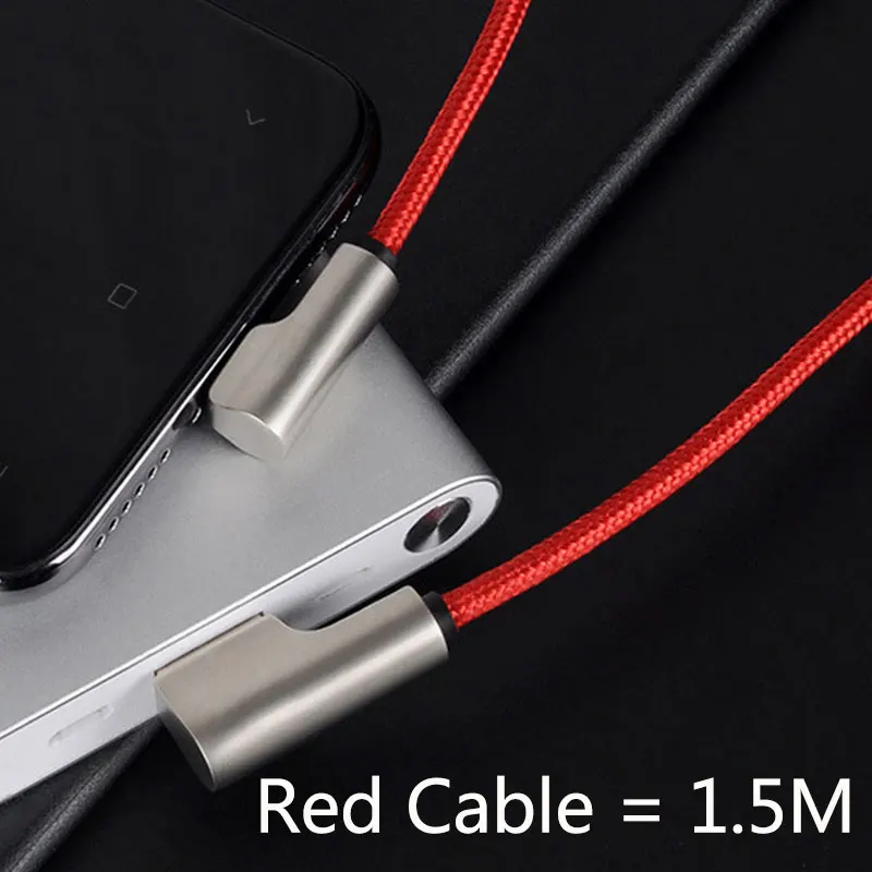 1.5M Зарядный кабель для iPhone X 8 7 6 2.4A Быстрый USB TYPE C зарядный кабель для huawei Xiaomi цинковый сплав изогнутый угловой игровой кабель - Цвет: 1.5M