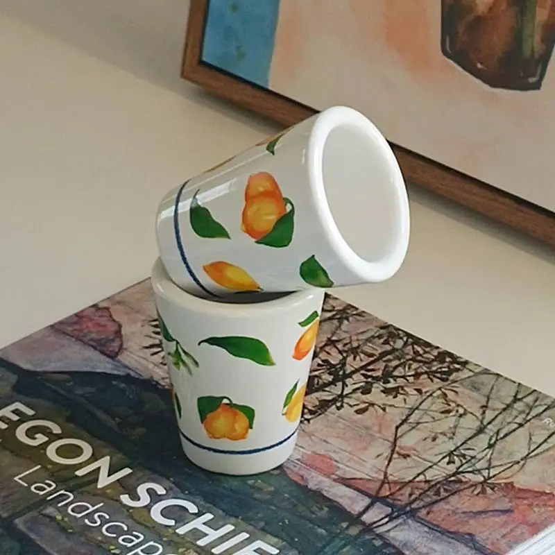 Керамическая кружка для кофе с рисунком лимонов 50 мл