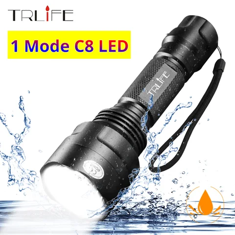 TRLIFE Водонепроницаемый тактический фонарик C8 T6