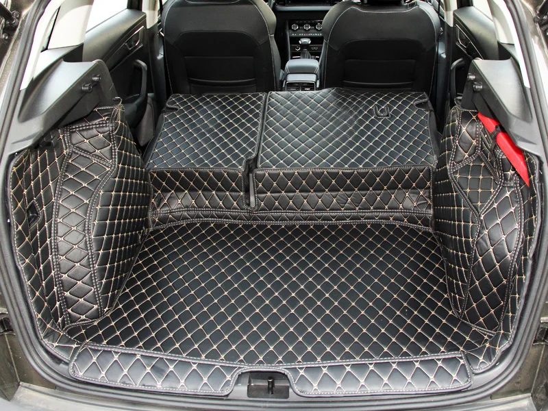 luxury wearable fiber leather car trunk mat for skoda kamiq 2018 2019 2020 car accessories