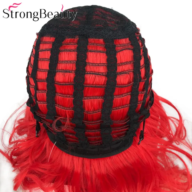 StrongBeauty короткие красные парики тела волнистый синтетический парик женщин леди Жаростойкие волосы