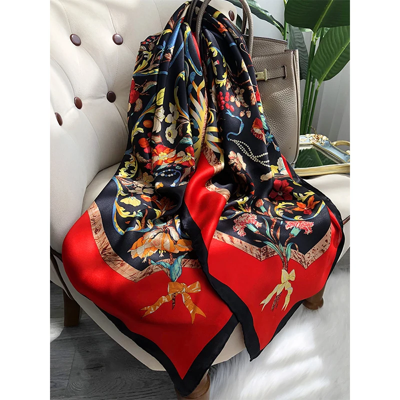 Женский квадратный шарф из натурального шелка 100% см| |