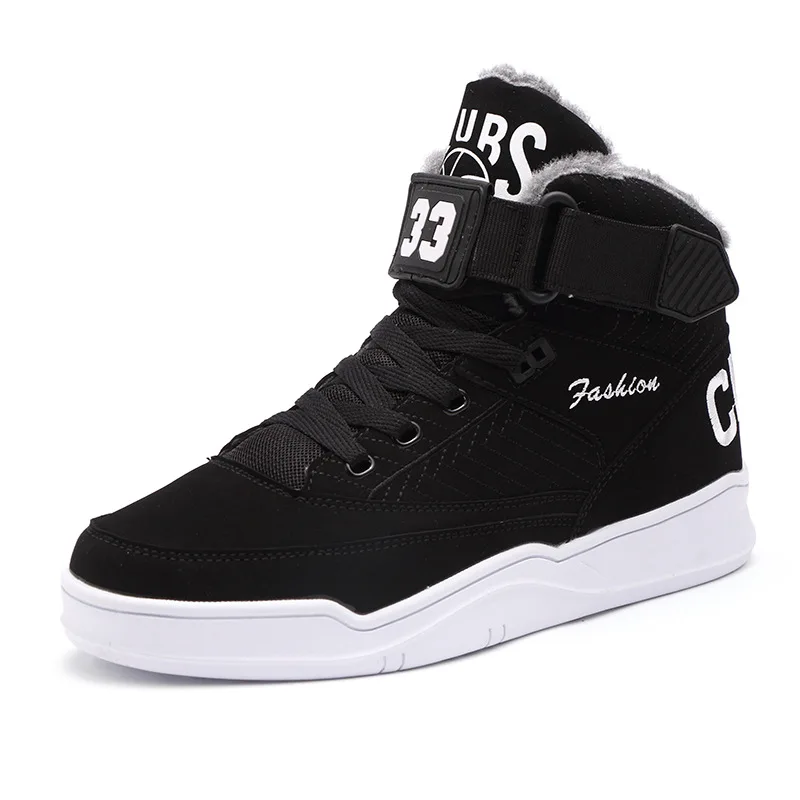 

2019 winter new high-top plus velvet couple cotton shoes solid color white shoes 48 large size couple casual shoes men's shoes