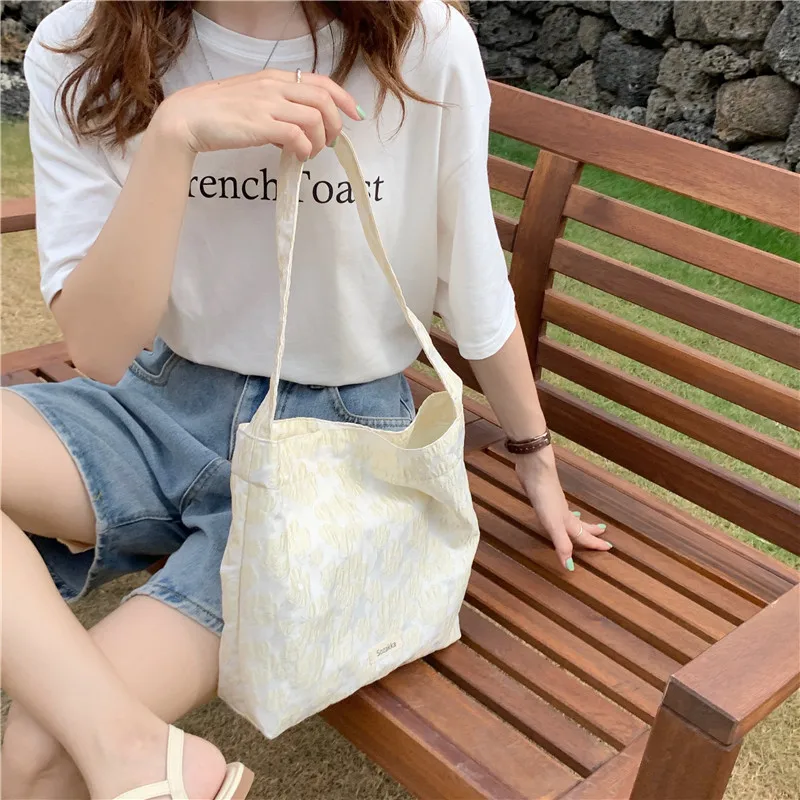 

Простые цветочные сумки через плечо для женщин, прекрасная Студенческая сумка-тоут для книг для девочек, женские многоразовые сумки, дорожн...