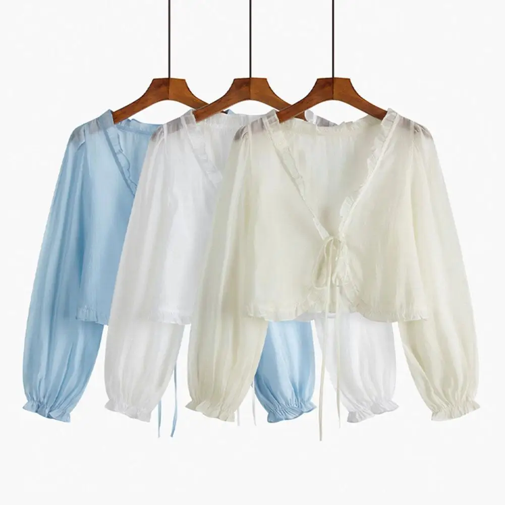 

Women Thin Coat Casual Lace Summer Sun Protection Clothes Female Shirt Clothing Blouse For Woman Blusa S-3XL Size Outdoor T G6E5