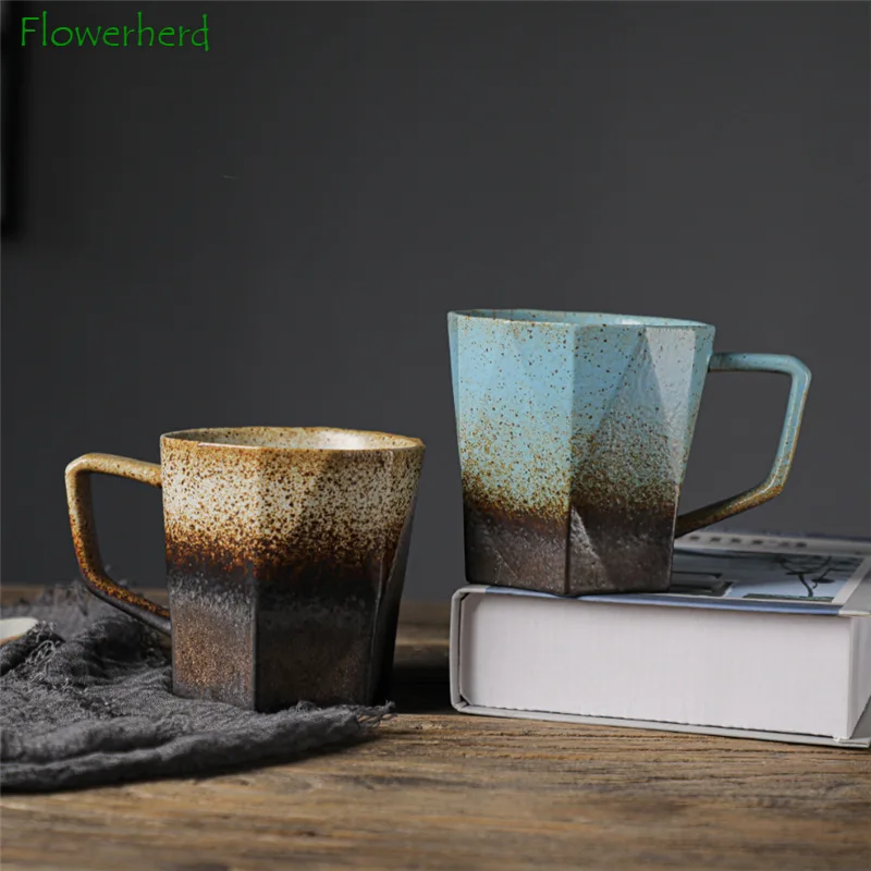 Большая емкость ретро Керамическая кофейная кружка для чая в японском стиле