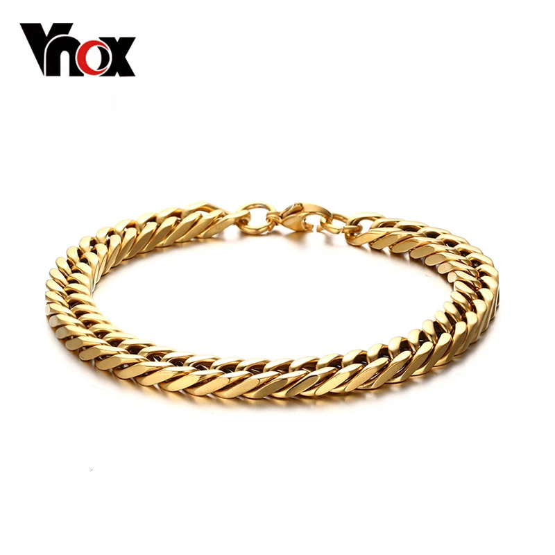 Vnox 8 5 дюйма Длина браслет из нержавеющей стали для мужчин Золотой и