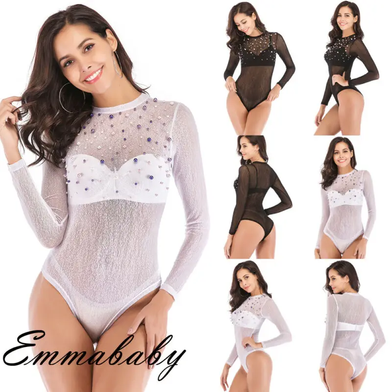 Брендовое новое женское сексуальное прозрачное боди с высоким воротом и длинным