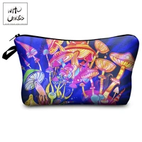 who cares makeup bags women cosmetic bag toiletry kit psychedelic mushrooms printing handbags pouchs for travel accessorie