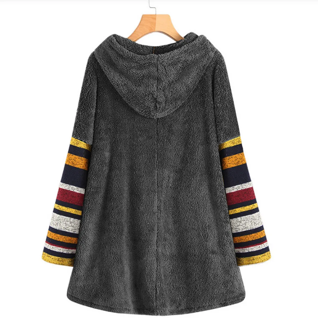 Модная пушистая зимняя теплая толстовка с капюшоном шерстяная Женская и принтом