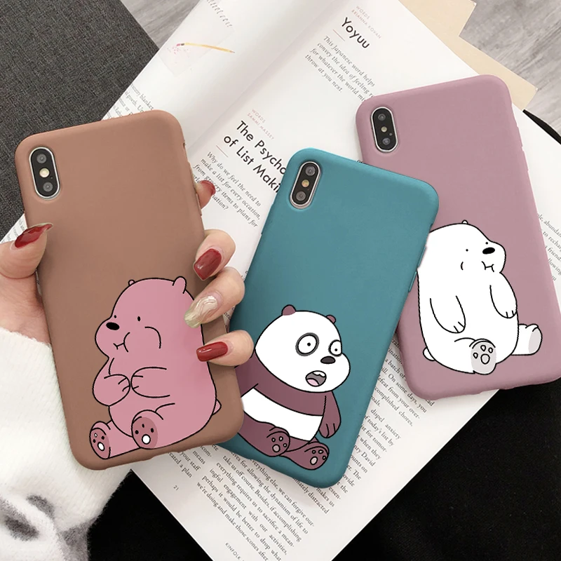 Чехол для Телефона iPhone 12 11 Pro Max X XR Xs смешной мультяшный медведь Мягкая