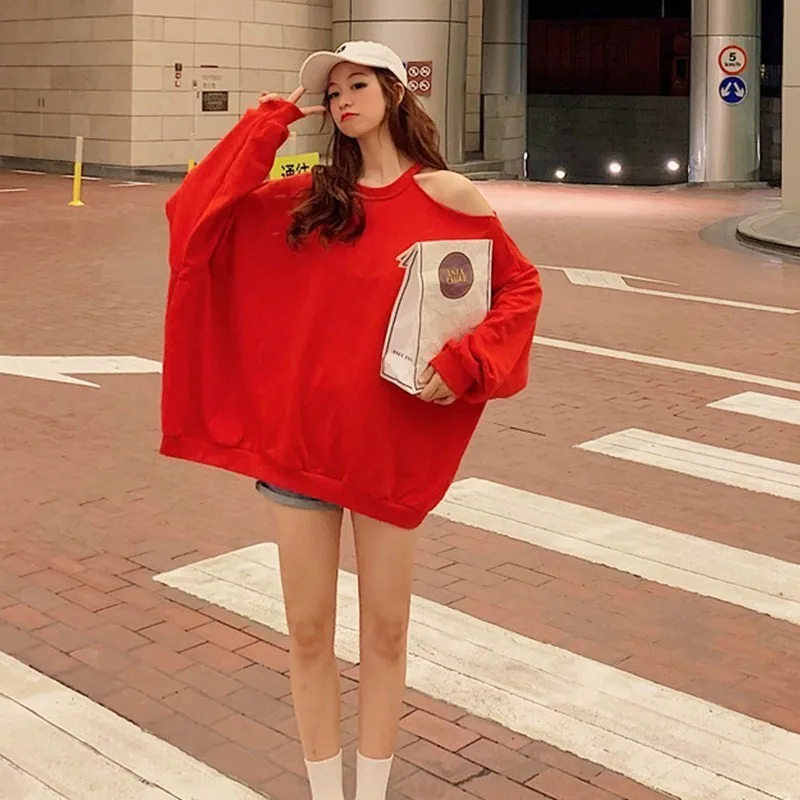 Женская толстовка в стиле хипстер повседневная одежда Корейском с длинным