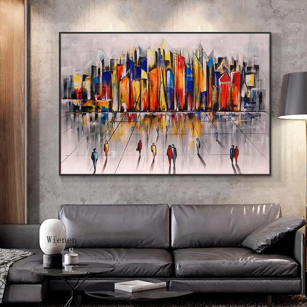 

Abstract Colorful Building Canvas Oil Painting On The Wall Modern Style Wall Art Pictures for Living Room Home Decoration Poster