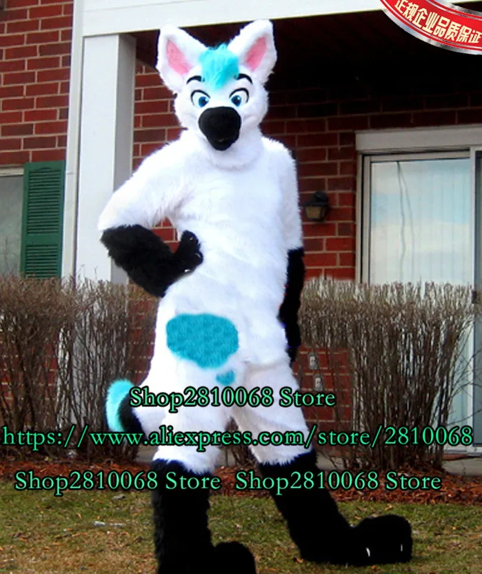 Горячая Распродажа белый длинный пушистый хаски собака лиса волк талисман