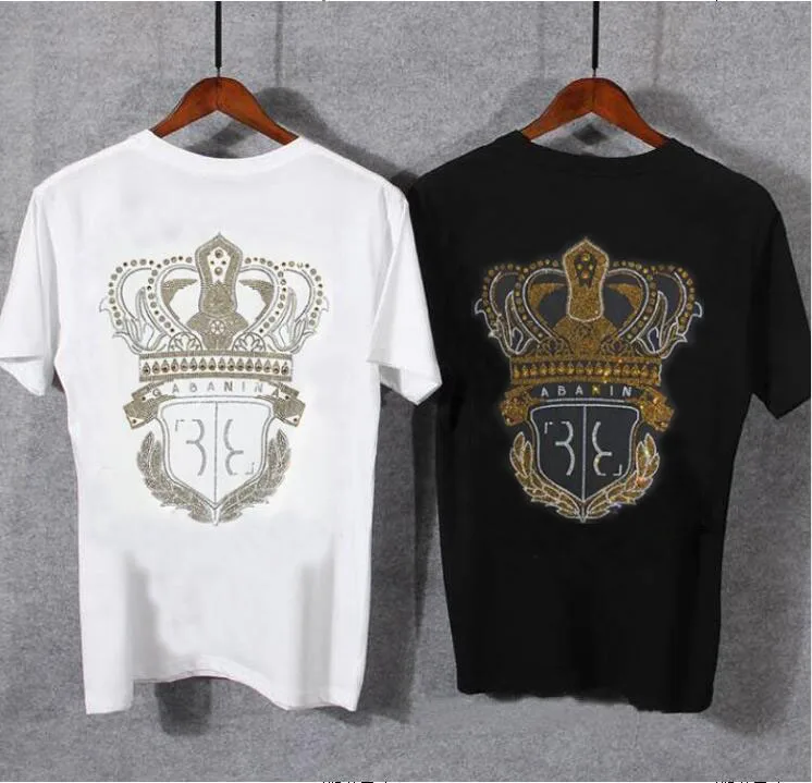

White and black 2021 Men Brand Fashion Luxury Rhinestone Slim tShirts Bussiness Hot drill style t-shirts