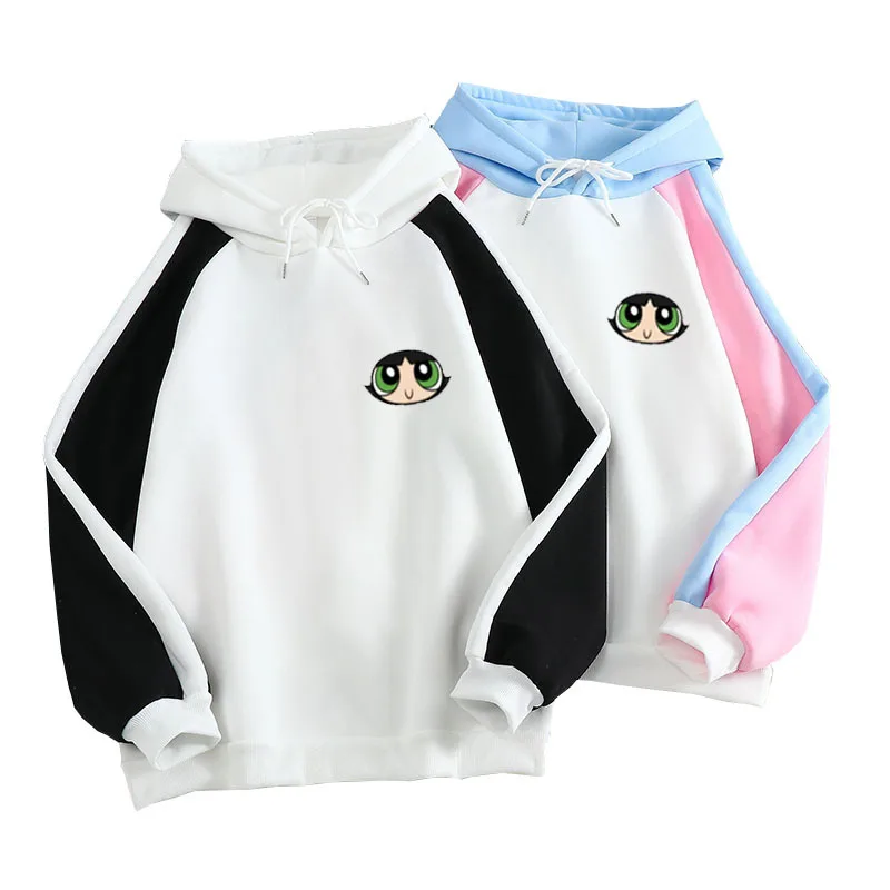 

Модный женский эстетический пуловер с принтом на груди, универсальное зимнее контрастное худи унисекс