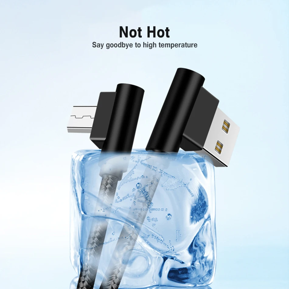 Micro USB кабель 90 градусов игровой 2.4A быстрой зарядки синхронизации данных провода