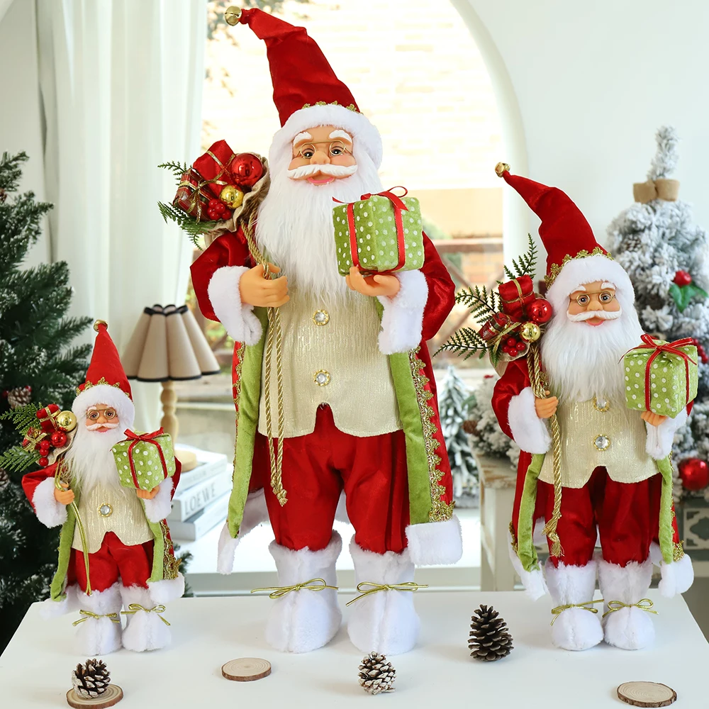 

Santa Claus Holding Gifts with Backpack Doll Toy Decoration for Home Xmas Happy New Year Gift Cristmas Noel Navidad 80/60/40cm