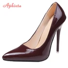 Туфли-лодочки женские из лакированной кожи, на тонком каблуке 12 см, с острым носком, размеры 49, 50