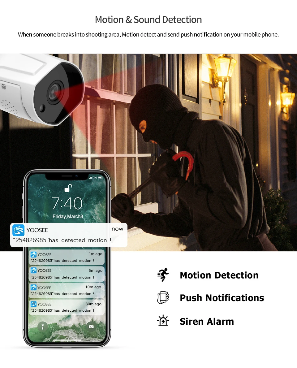 LOOSAFE Yoosee IP камера Wifi 1080P 3MP CCTV Bullet уличная камера ONVIF с AP ночного видения день и близкий камера наблюдения s