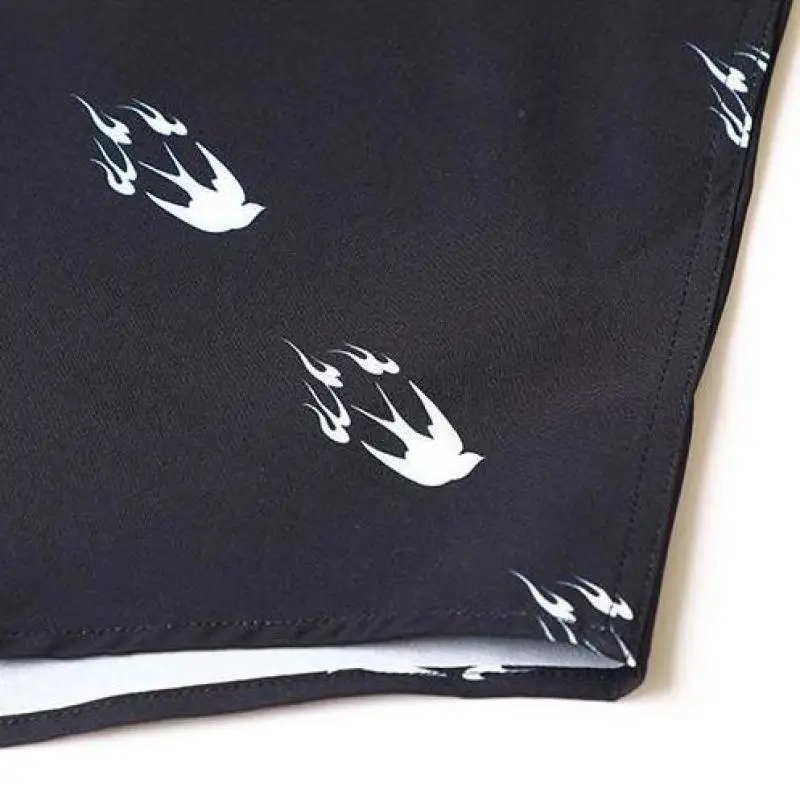 

Black Mens Shirts Luxury Swallow Printing Long Sleeve Party Male Shirts Camisa Masculina Slim Fit Mens Dress Shirts 3XL