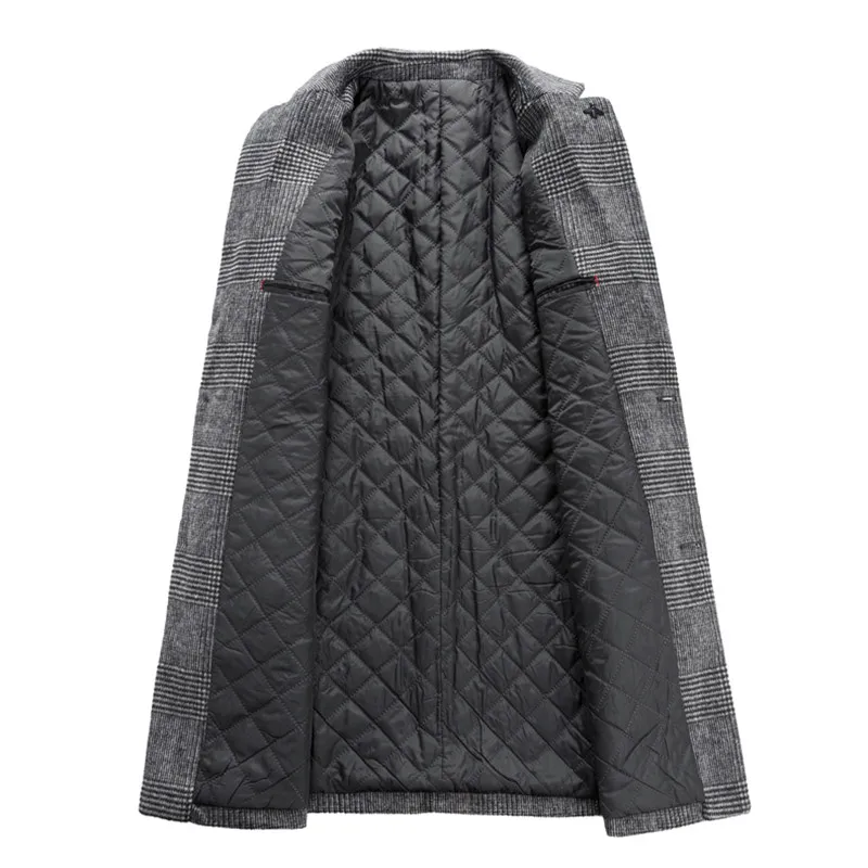 

2020 winter new men's plaid wool coats windproof casual warm thick wool windbreaker high quality long coat