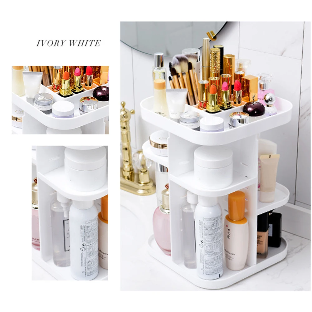 

Makeup Organizer Transparent Acrylic 360-Degree Rotating Desktop Storage Case DIY Detachable Cosmetic Jewelry Storage Box NEW