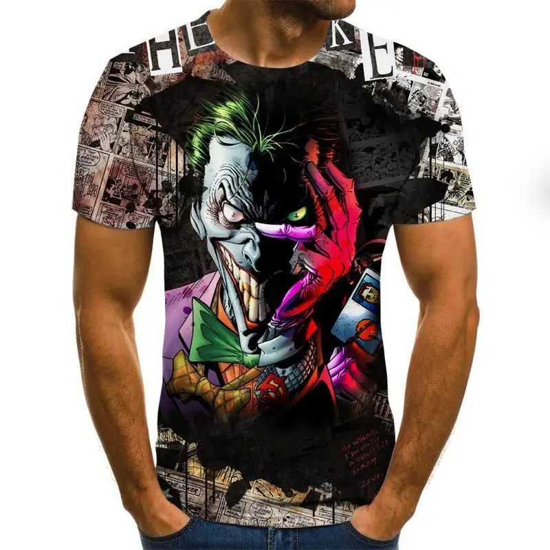 

3D Clown T-Shirt Funny Clown Creative Design Fun Summer Hot Sale 3D Printing Casual Short-Sleeved T-Shirts Large Size XXS-6XL