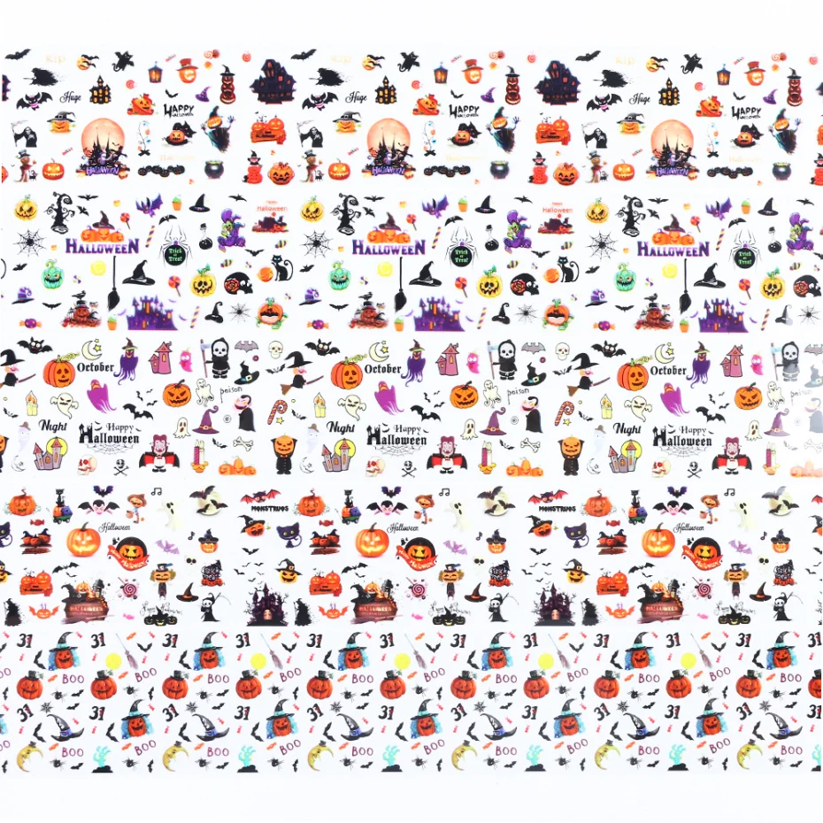 10 шт./компл. Хэллоуин голографический лак для ногтей Фольга кости летучая мышь в