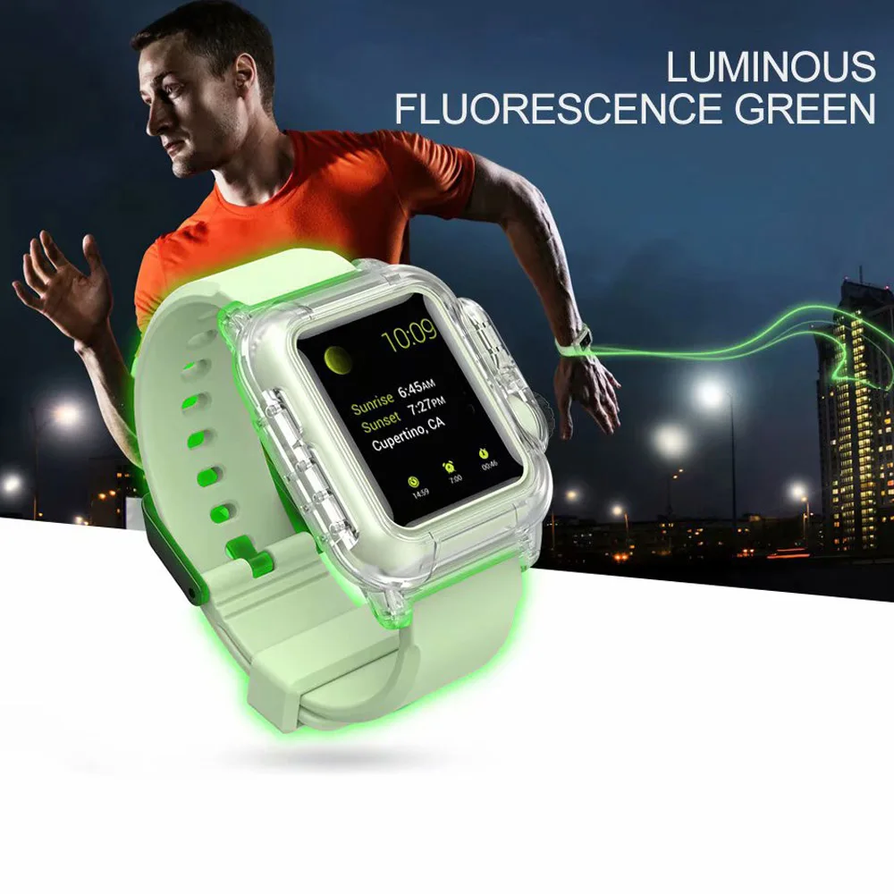 

Waterproof Case + Strap For Apple Watch Band 6 5 4 SE Iwatch Band 44mm 40mm Silicone Strap Iwatch 3 42mm Accessories