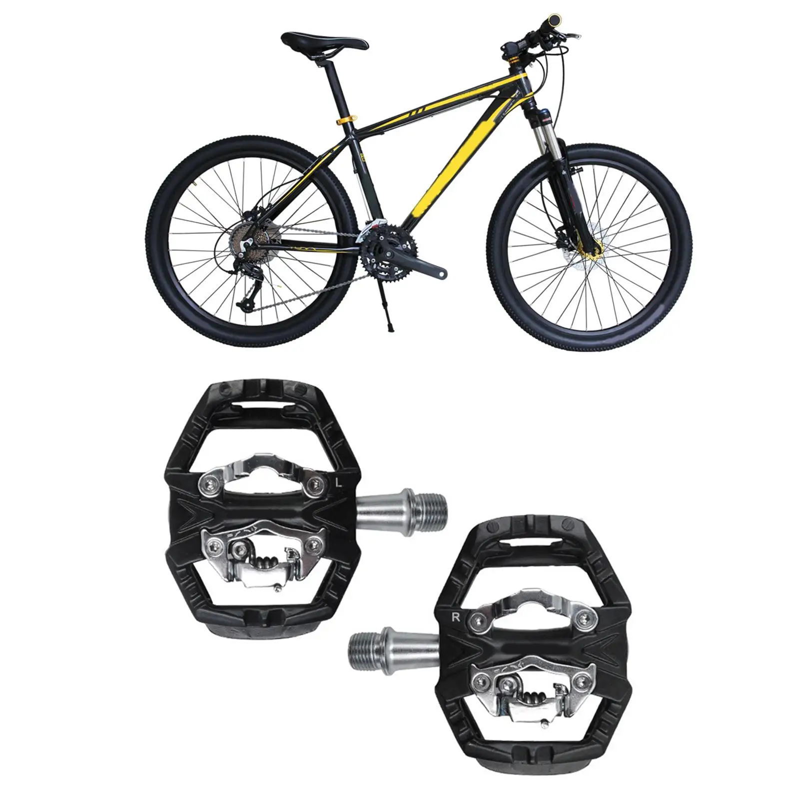 

2Pcs Dual Platform Self-locking Mountain Bike Pedal Fit for SPD Bicycle ZP-109S