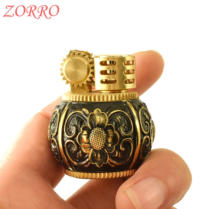 Керосиновая Зажигалка Зорро Роскошная гравировка цветок латунь масло бензин