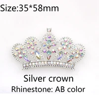 5pcs 3558mmflatback sewing for crafts silver crown rhinestone buttons for clothing diy manualidades hair accessories decorative