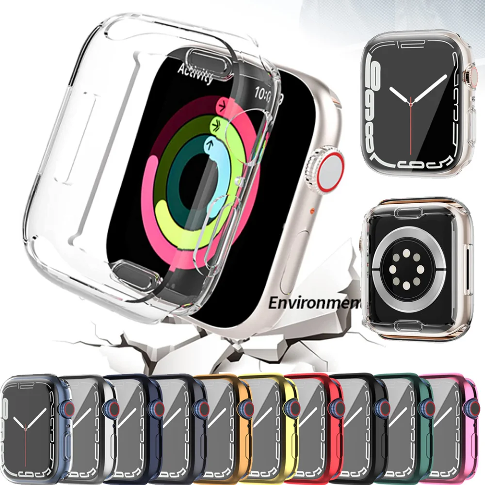 

For Apple Watch 7 45mm 41mm TPU Case Full Cover Plating Bumper Shockproof Protective Case Soft Protector Shell for iWatch 7