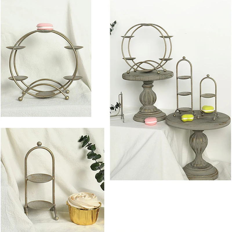 Железная подставка для десерта и кексов конфет с двухслойным держателем торта