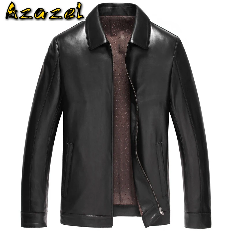 

Мужская кожаная куртка Azazel, коричневая куртка из натуральной овечьей кожи, модель 15Z6608 KJ2435 на осень