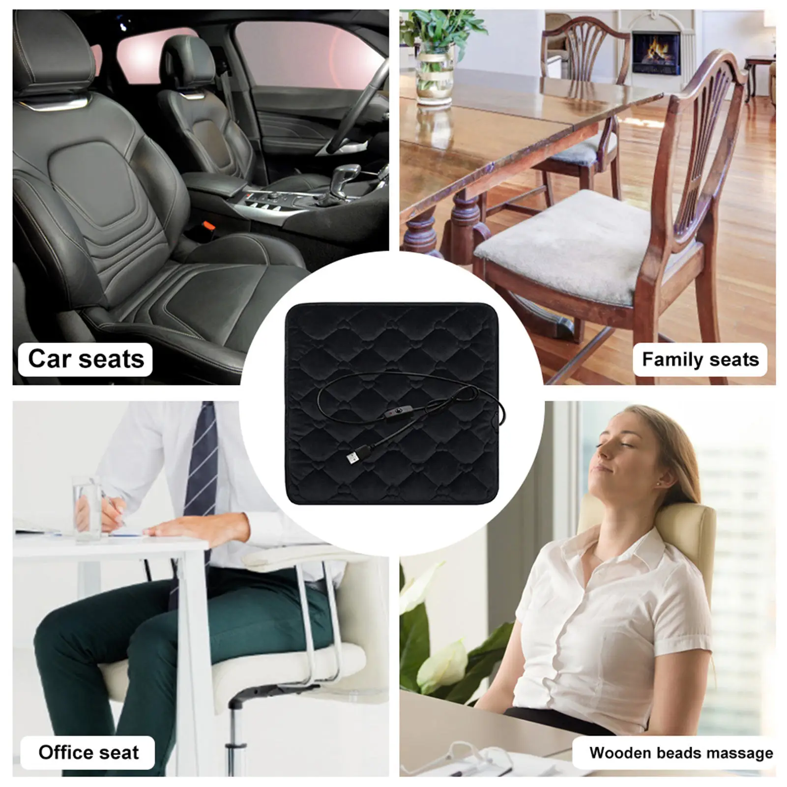 

USB interface 5V Car Heating Cushion interface Safety Plush Pad for Seat Home office seat cushion Hot Heated Cushion Dropship