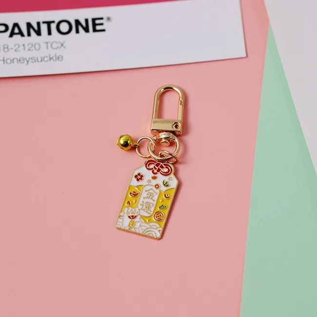 

Japan Amulet Talisman Cartoon Bear Dog Flower Lucky Fortune Cat Rabbit Keychain Women Car Bag Pendent AirPods Accessories