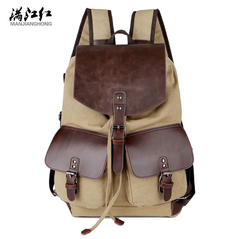 Винтажный холщовый рюкзак для мужчин удобный дорожный и школьный ранец Мужской