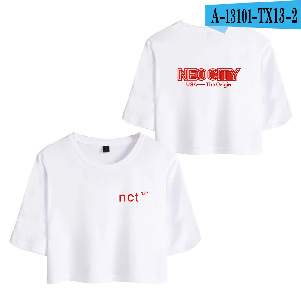 K-pop группа Nct 127 Для женщин Стильные топы летние шорты рукав футболки Новое поступление, горячая распродажа девочек Мода с вытянутым носом, T рубашки для мальчиков - Цвет: white