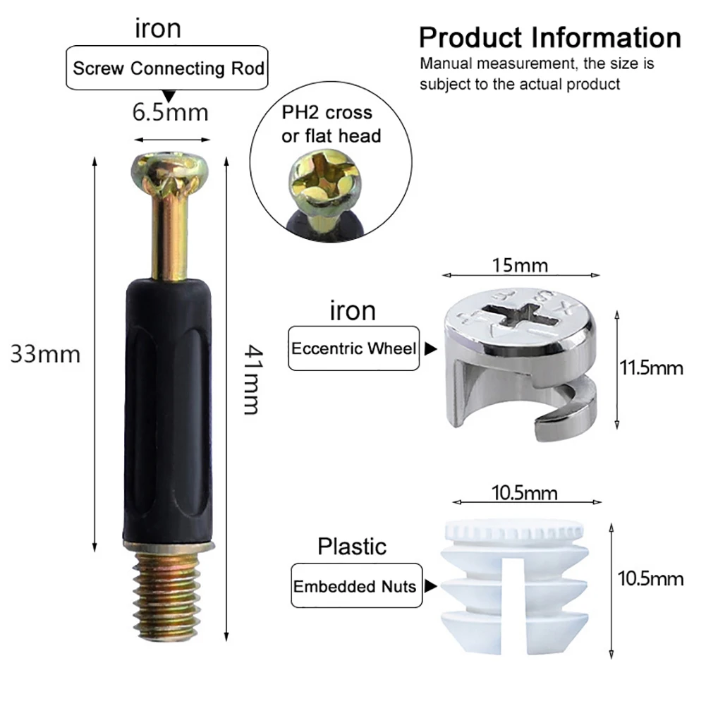 100 шт. 3 в 1 винт Эксцентриковая колесная гайка соединительный элемент мебели для