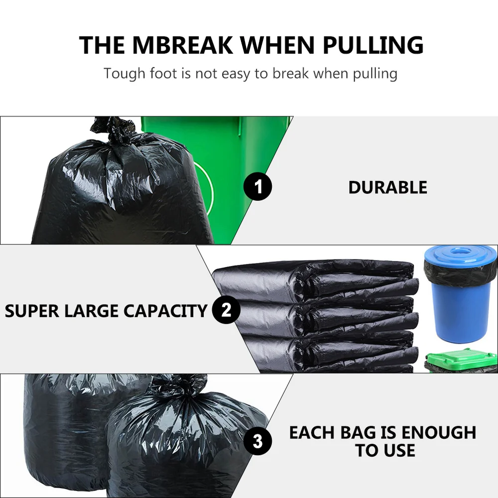 

50pcs Black Disposable Garbage Bags Thick Waste Bags Gardening Bags