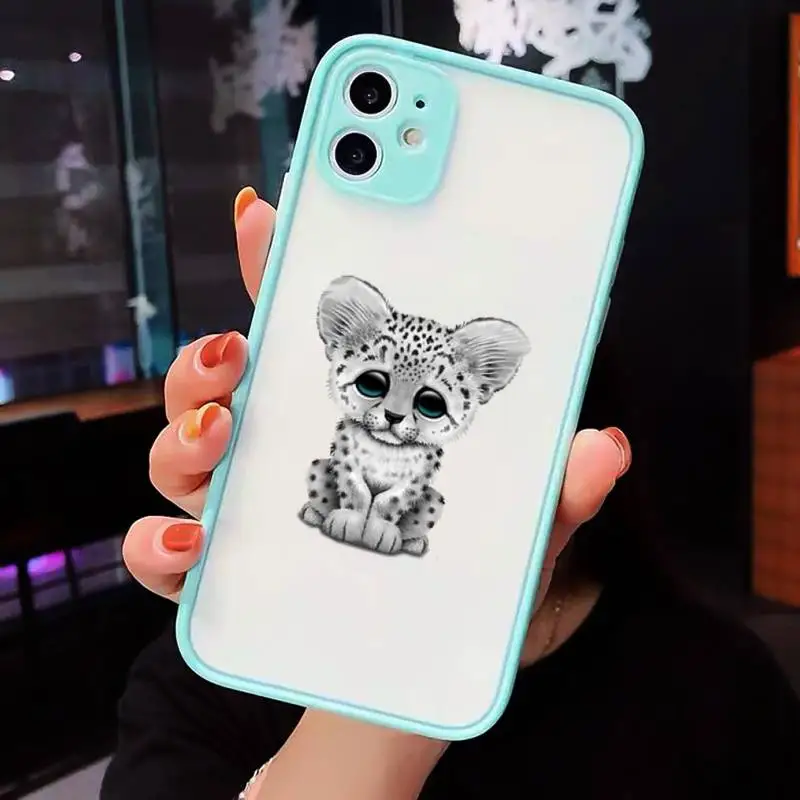 

Leopard cartoon cute Phone Cases matte transparent For iphone 7 8 11 12 plus mini x xs xr pro max cover